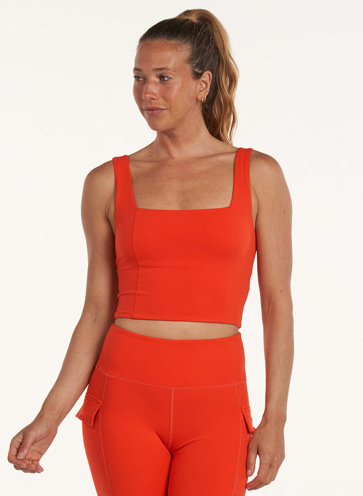 Endure Square Neck Bra - Flame