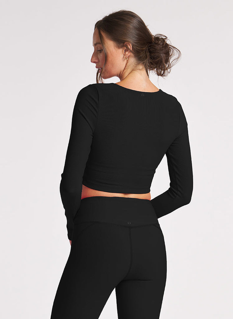 Refine Long Sleeve Bra Top - Black