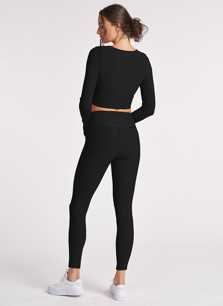 Refine Angled Waistband 7/8 Legging - Black