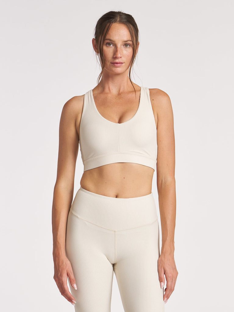 Grid Cross Back Bra - Chalk