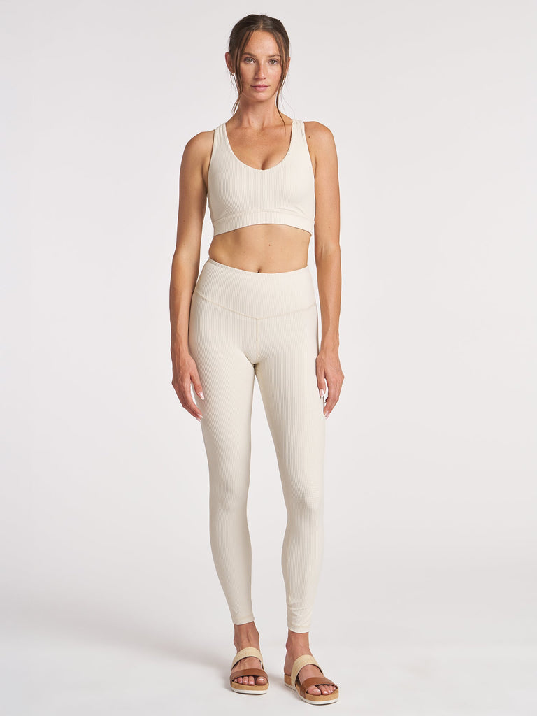 Grid 7/8 Legging - Chalk