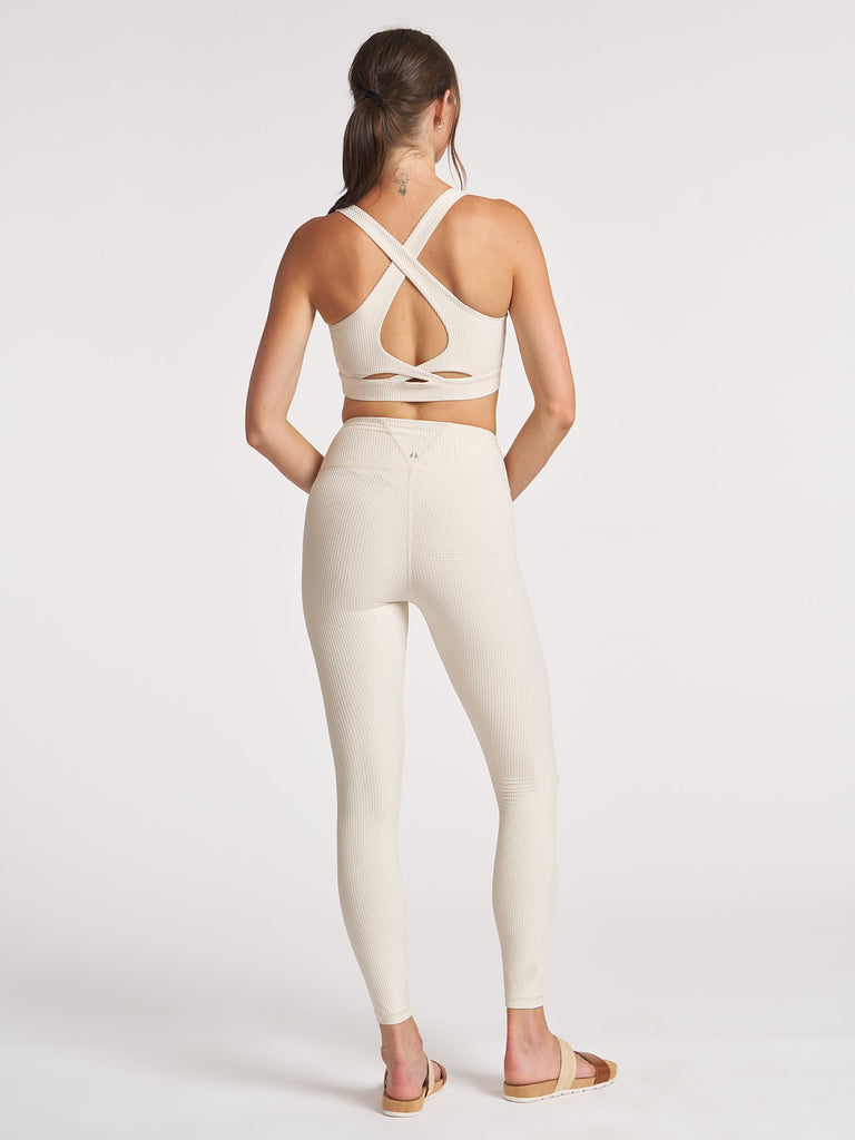 Grid Cross Back Bra - Chalk