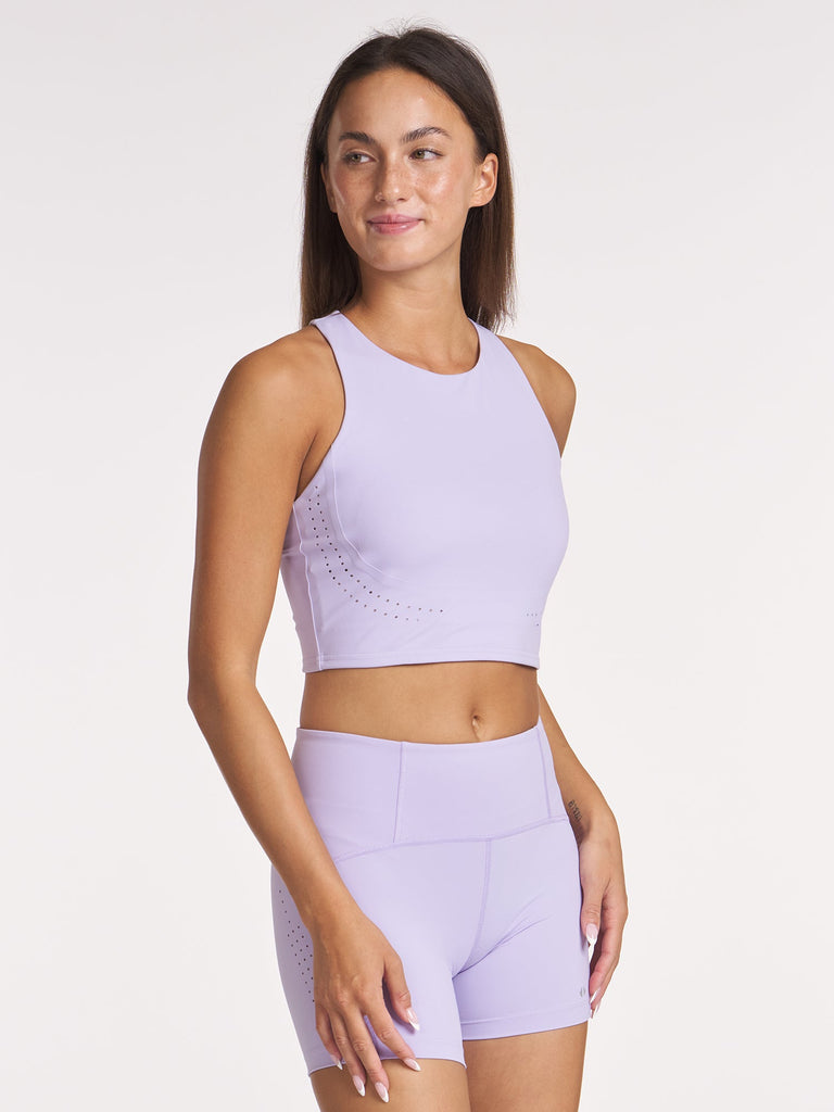 Endure Perforated High Neck Bra - Lavender Frost