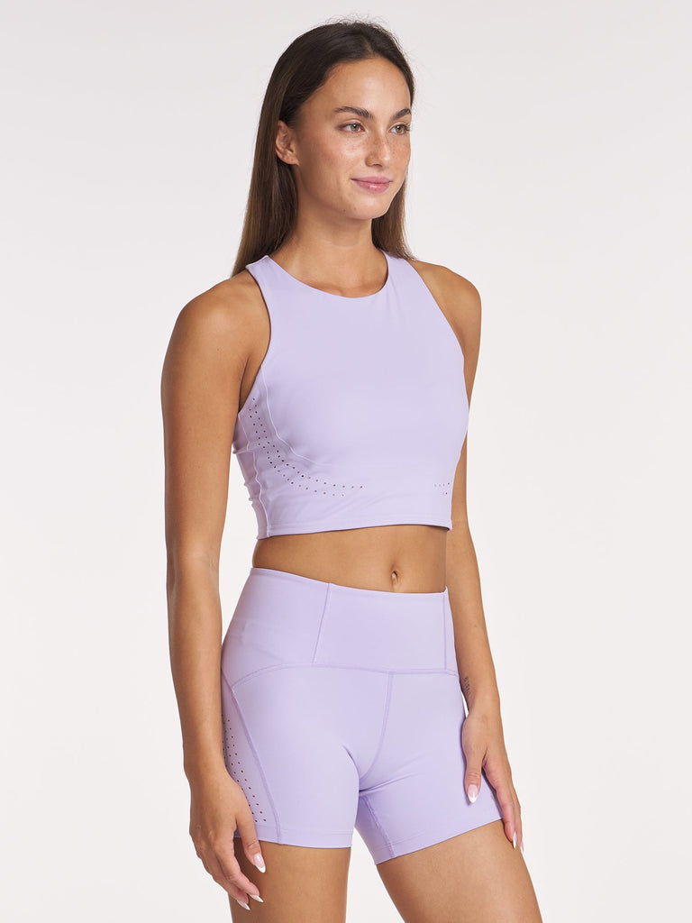 Endure Perforated High Neck Bra - Lavender Frost