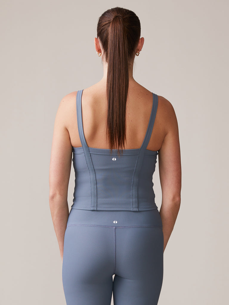 Rib Bra Tank in Basalt