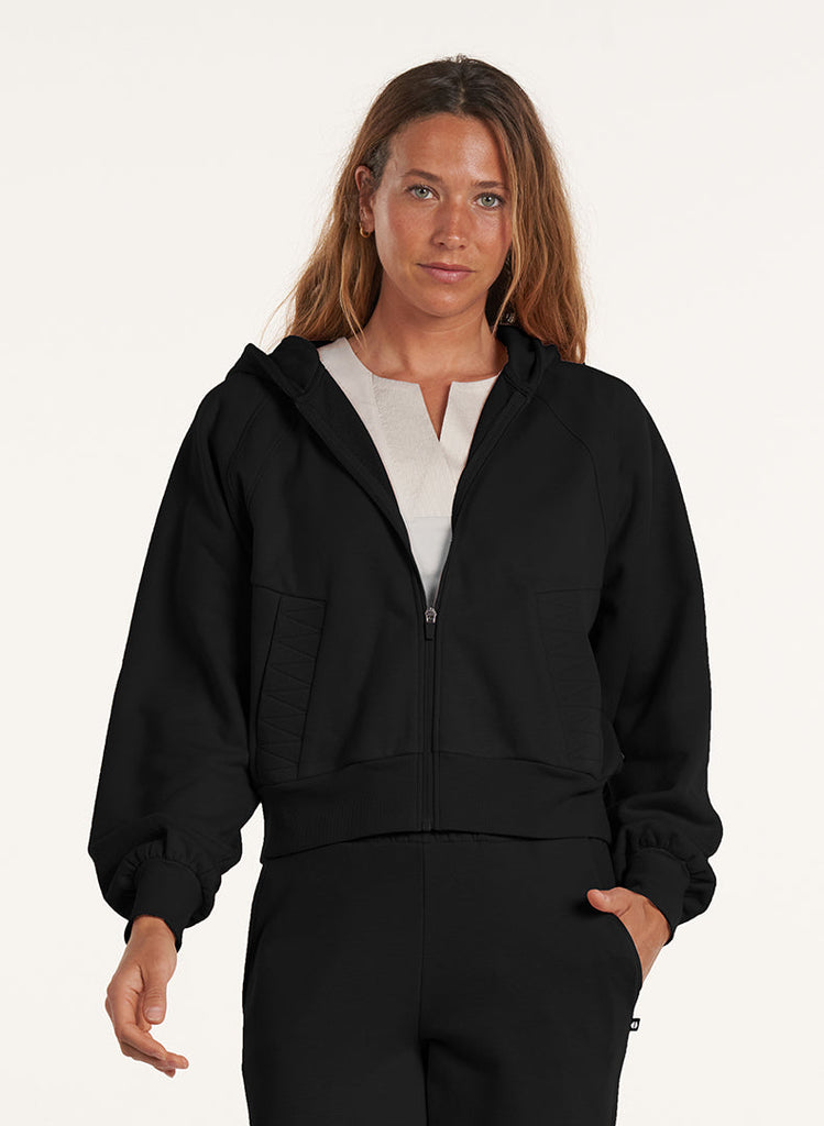 Cloud Trapunto Stitch Hoodie Black - Front