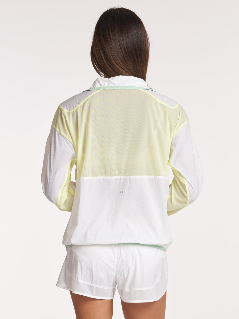 Mesh Mix Run 1/2 Zip - White