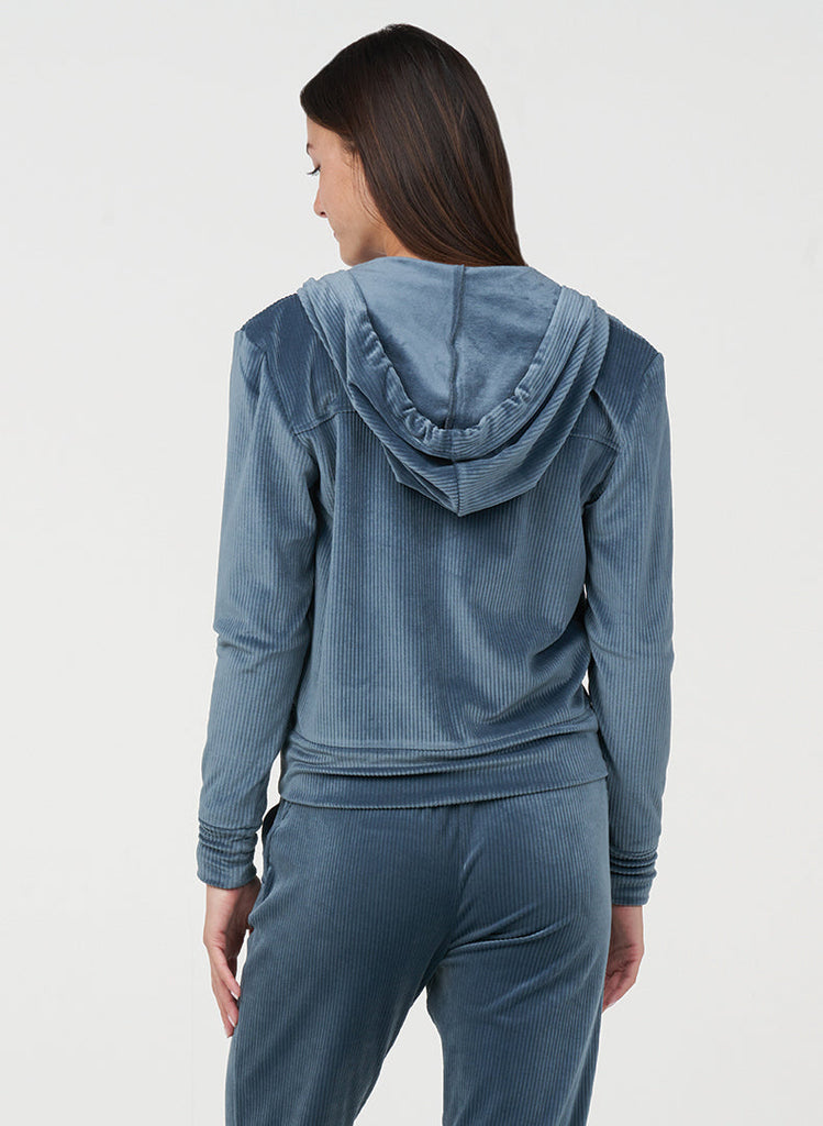 Rib Velour Zip Hoodie - Basalt