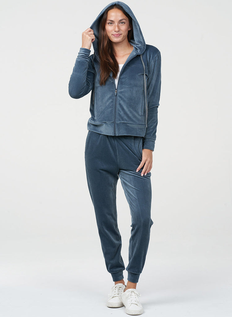 Rib Velour Jogger - Basalt