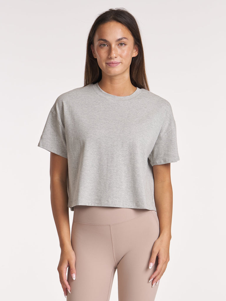 Essential Boxy Tee - Heather Grey
