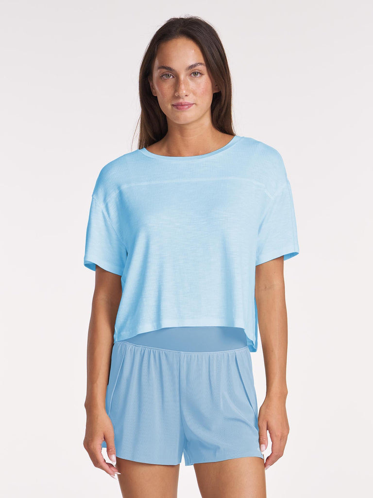 Seamed Slub Tee - Cloud Blue