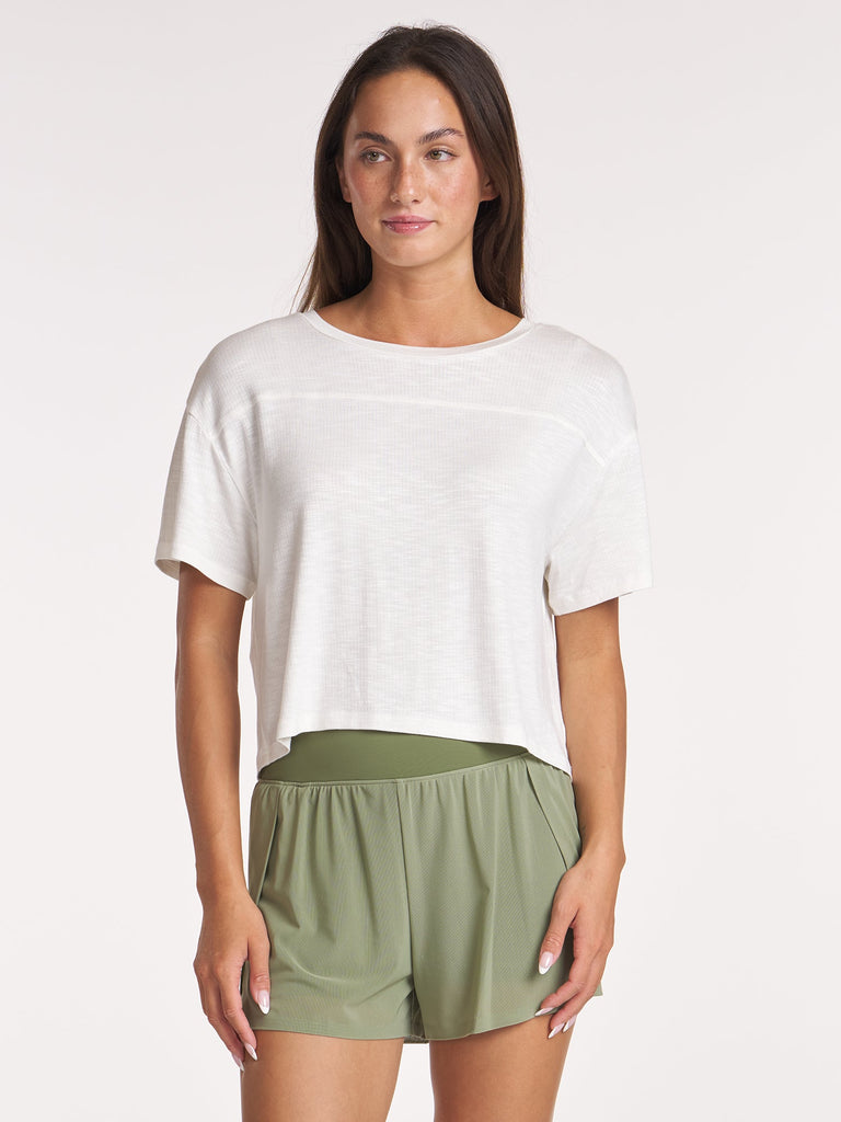 Seamed Slub Tee - White