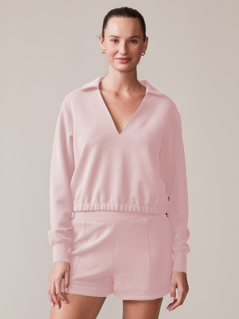 Ultraluxe Johnny Collar Bubble Top and Scuba Pintuck Short in Pink Quartz