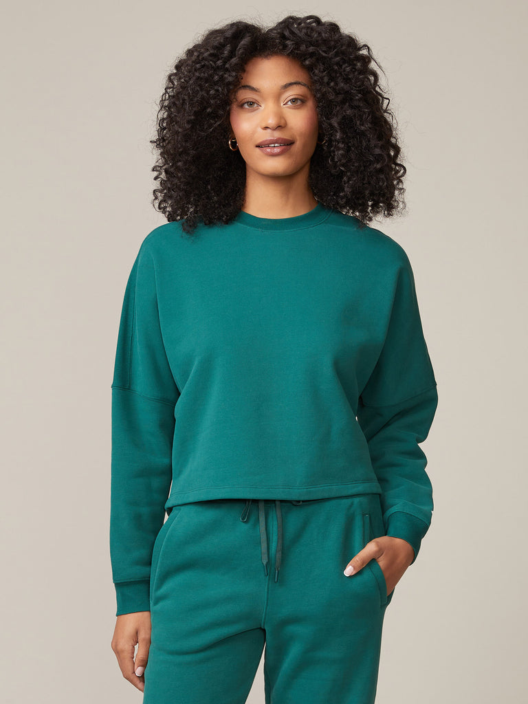 Long Sleeve Dolman Knit Pullover Top and Patch Pocket Jogger