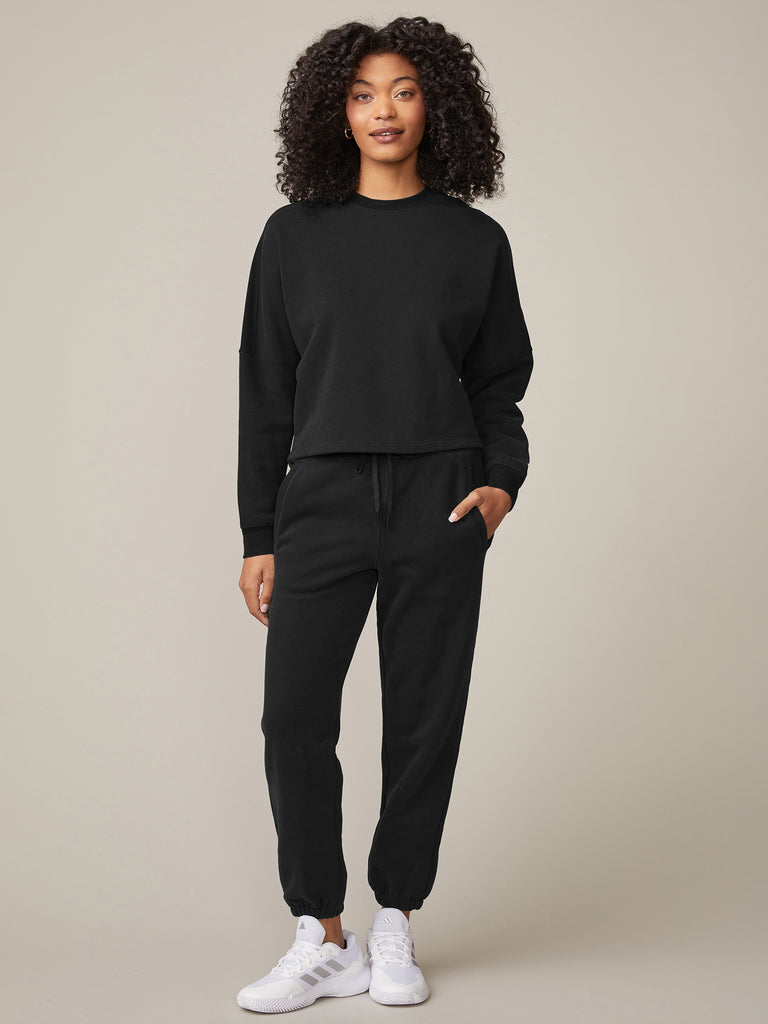 Long Sleeve Dolman Knit Pullover Top and Patch Pocket Jogger
