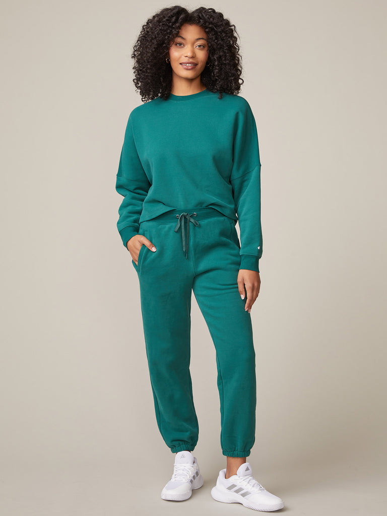 Long Sleeve Dolman Knit Pullover Top and Patch Pocket Jogger