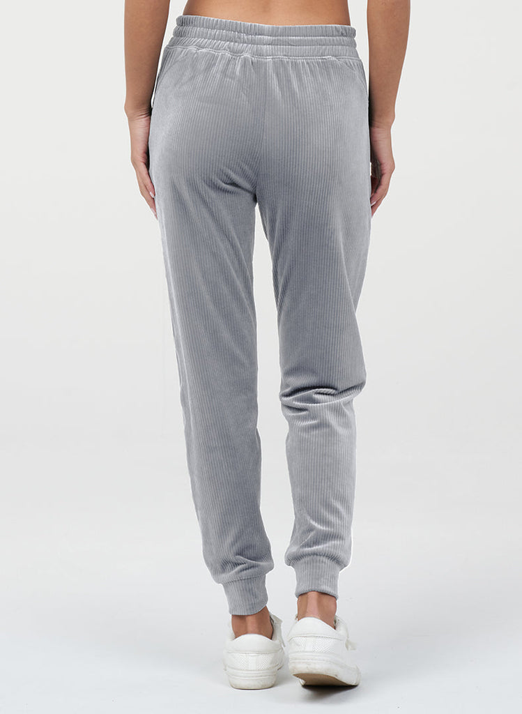 Rib Velour Jogger - Steel