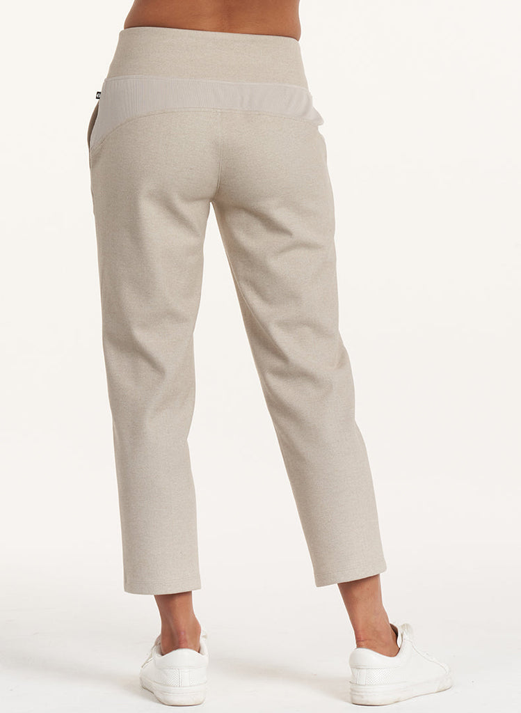 Quinn Rib Trim Trouser - Stone