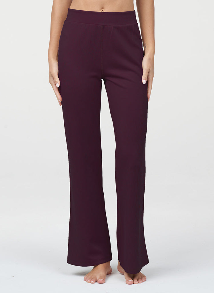 Ultraluxe Rib Flare Pant - Cherry