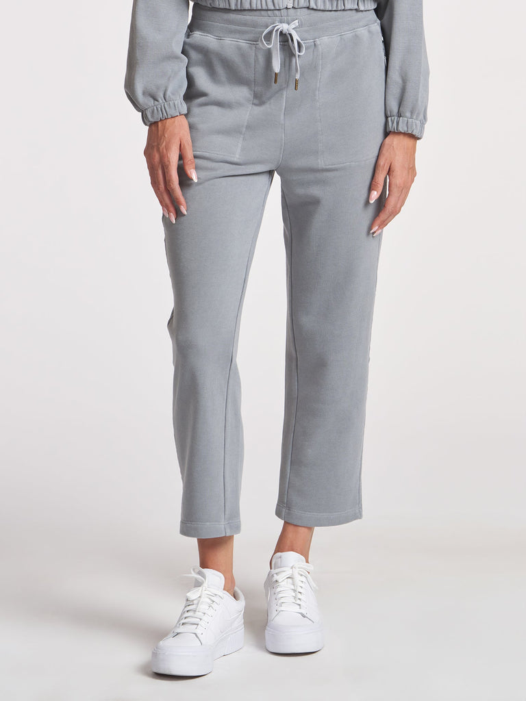 Rib Inset Ankle Pant - Mist Grey