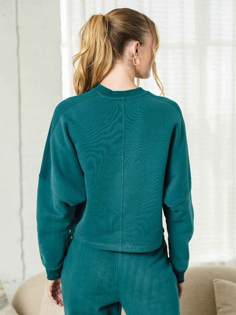 Long Sleeve Dolman Knit Pullover Top and Patch Pocket Jogger