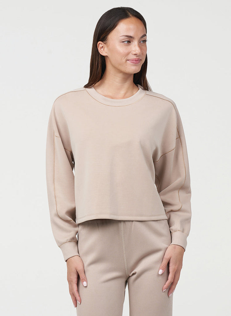 Ultraluxe Rib Inset Pullover - Almond