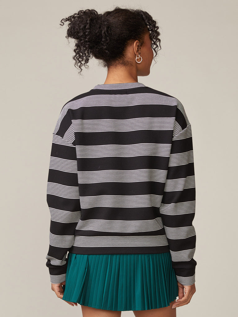 Stripe Crew Neck Pullover and Pleated Skort