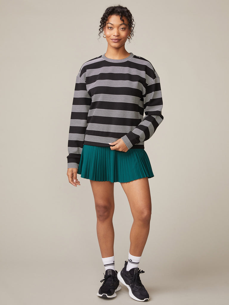 Stripe Crew Neck Pullover and Pleated Skort