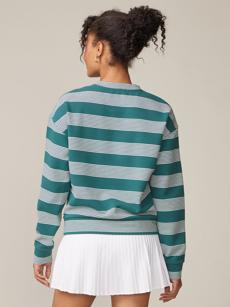 Stripe Crew Neck Pullover and Pleated Skort