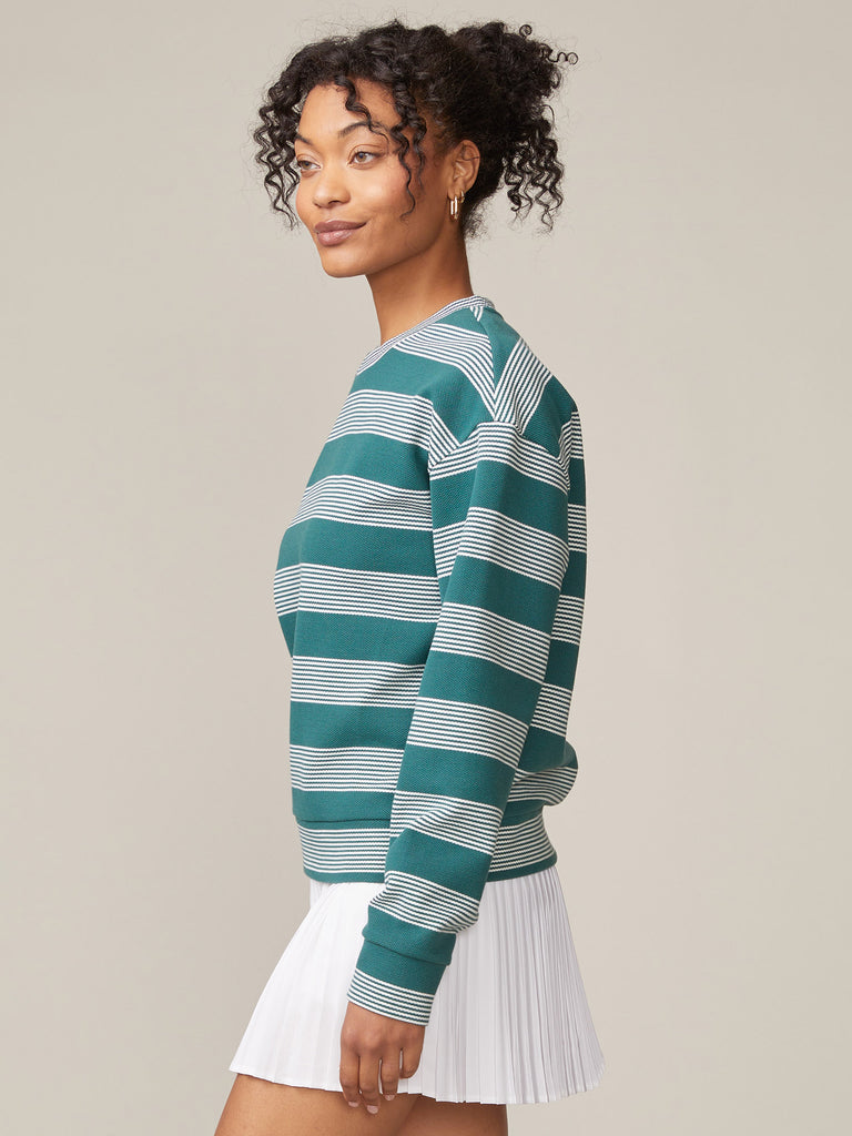 Stripe Crew Neck Pullover and Pleated Skort