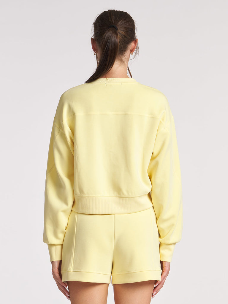 Ultraluxe Crop Henley Pullover - Meringue