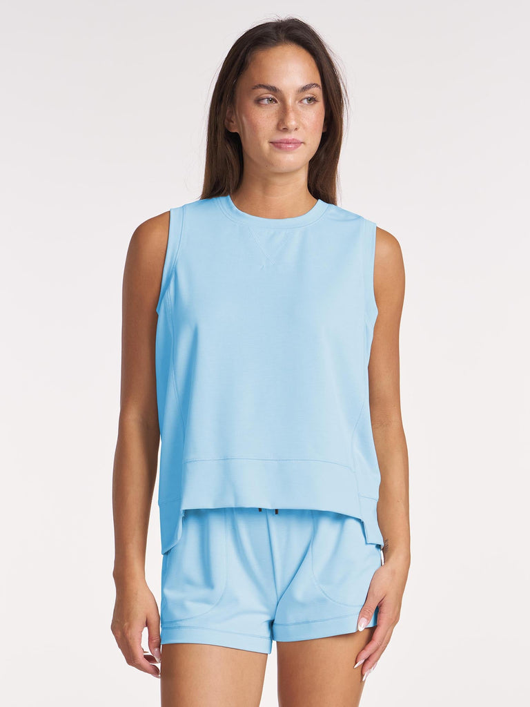 Split Hem Sleeveless Pullover - Cloud Blue