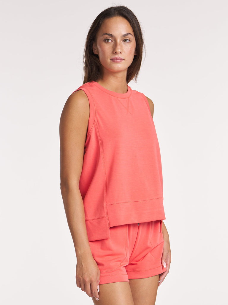 Split Hem Sleeveless Pullover - Papaya