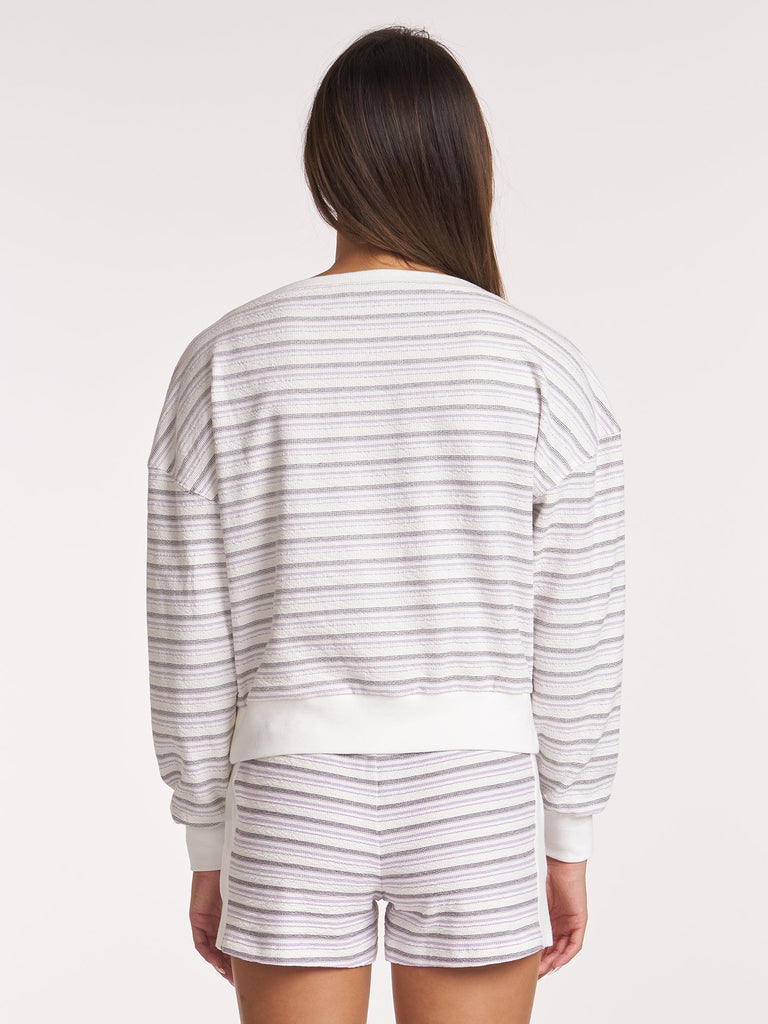 Off The Shoulder Textured Pullover - Lavender Frost Multi