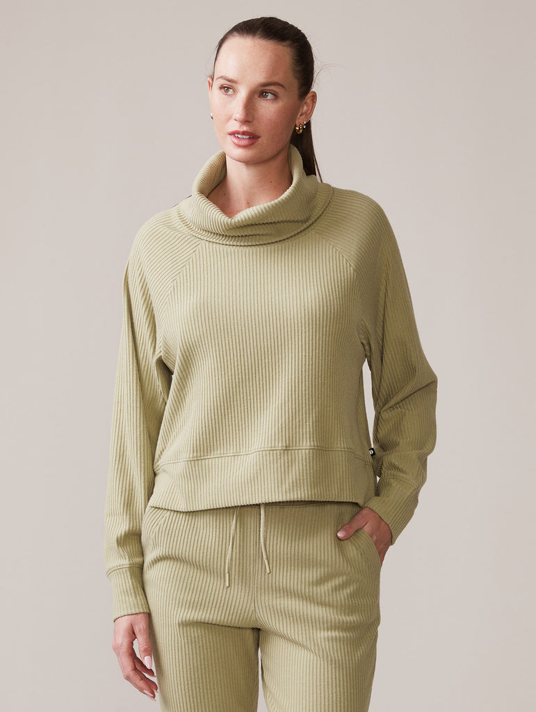 Brushed Rib Roll Neck Top and Jogger