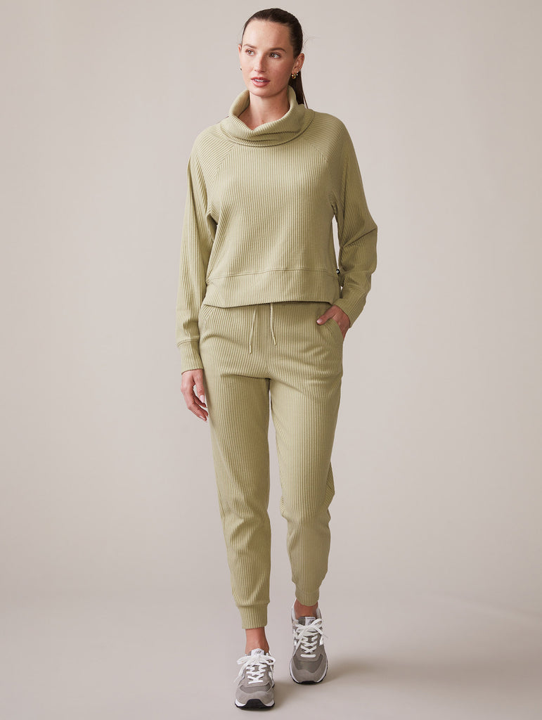 Brushed Rib Roll Neck Top and Jogger
