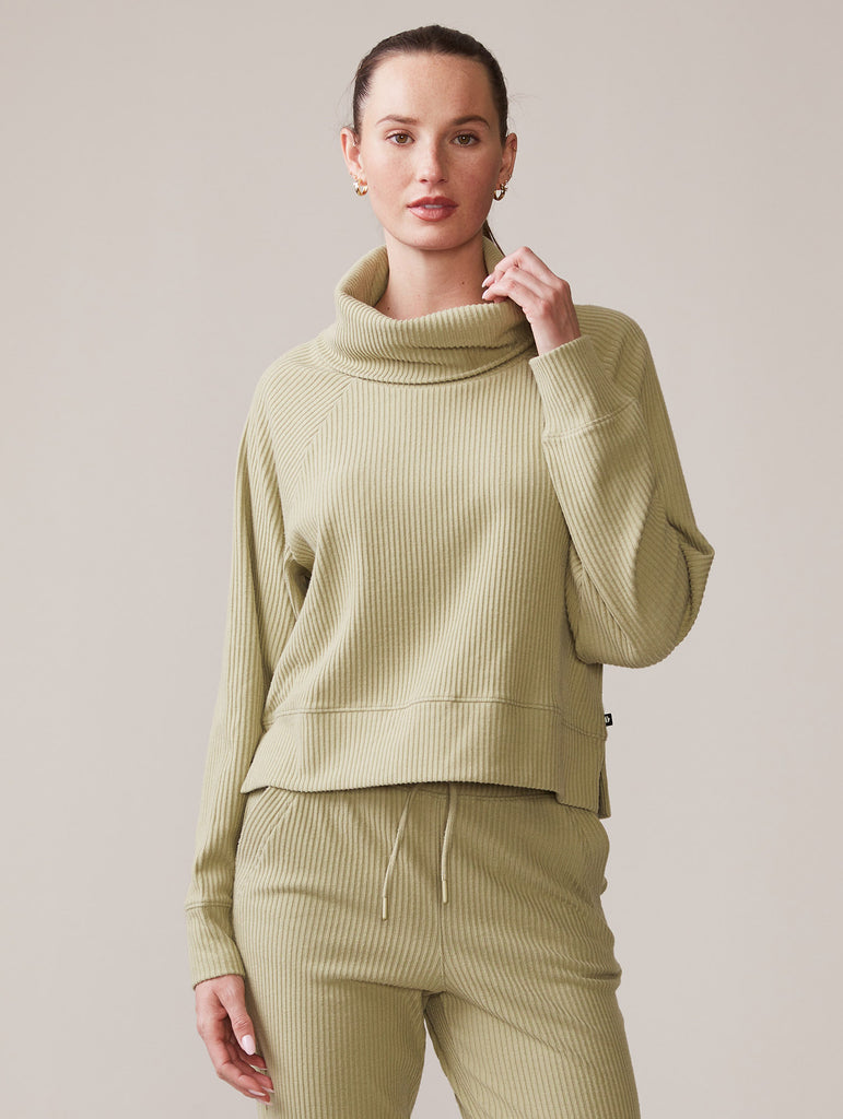 Brushed Rib Roll Neck Top and Jogger