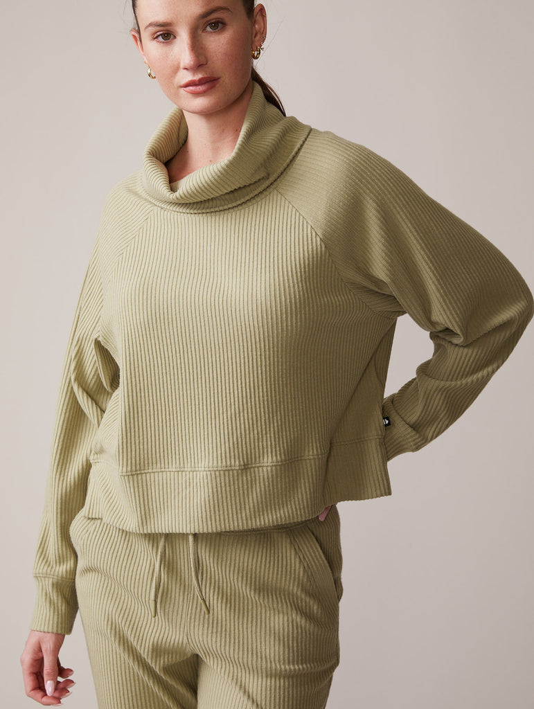 Brushed Rib Roll Neck Top and Jogger