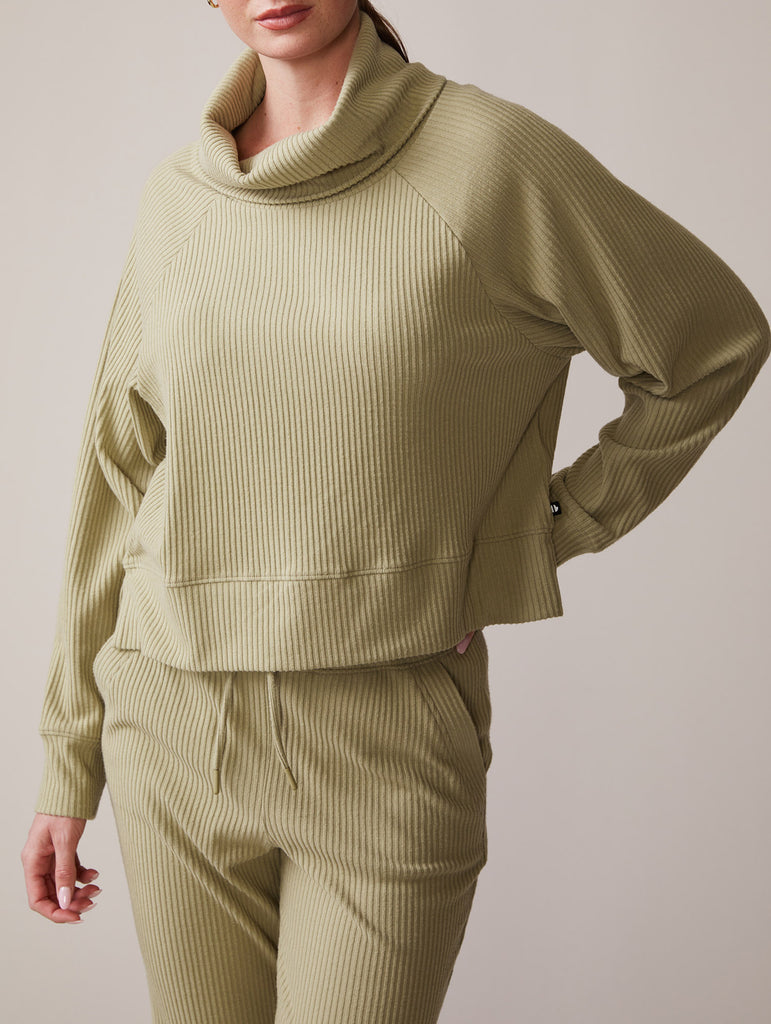 Brushed Rib Roll Neck Top and Jogger