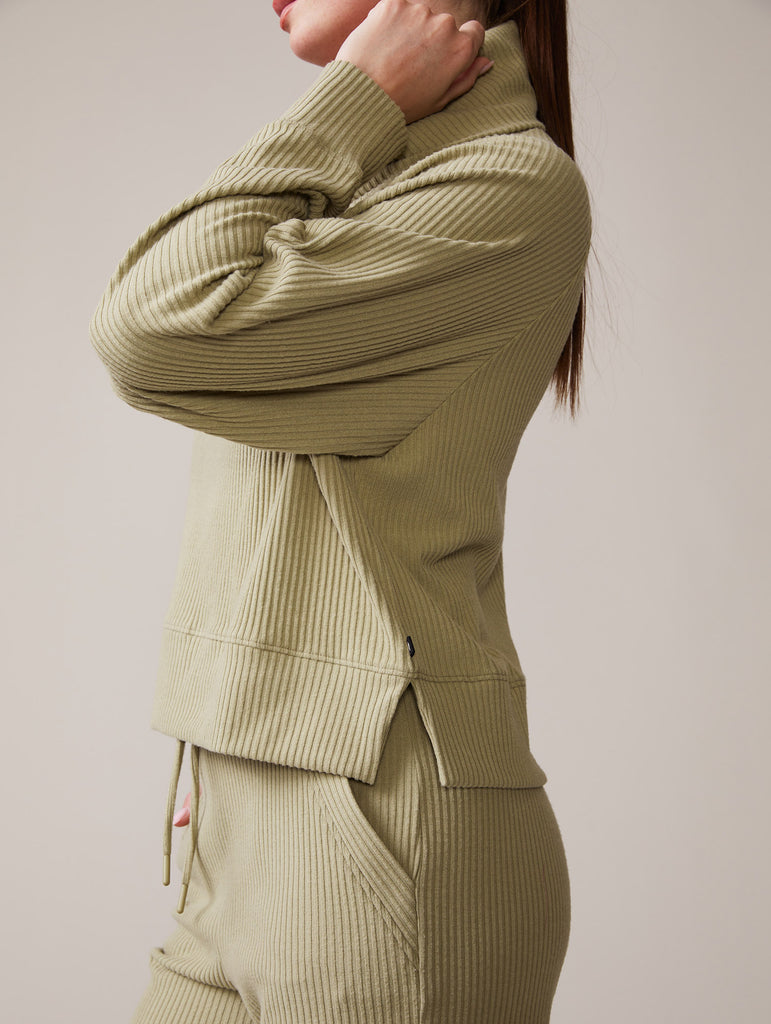Brushed Rib Roll Neck Top and Jogger