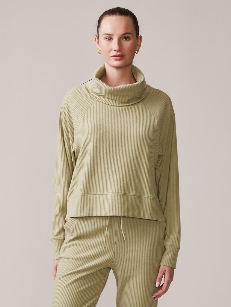 Brushed Rib Roll Neck Top and Jogger