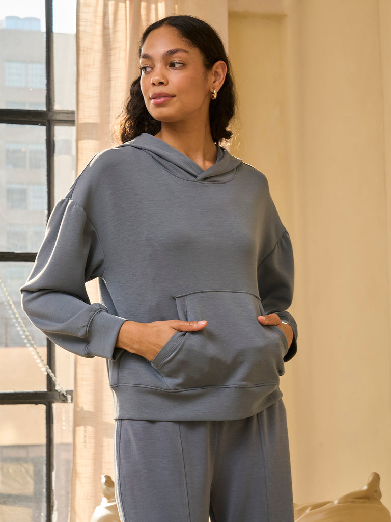 Luxe Shirred Sleeve Hoodie