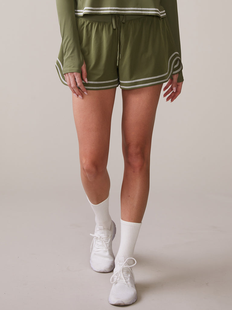 Novelty Stitch Run Short in Deep Olive